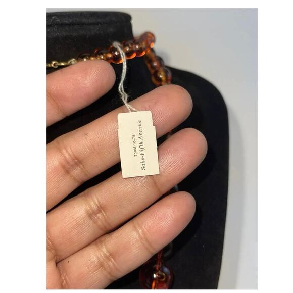 Necklace Saks Fifth Avenue Acrylic Beaded Art Deco Bead Graduated Marbleized B#8 - Picture 8 of 13